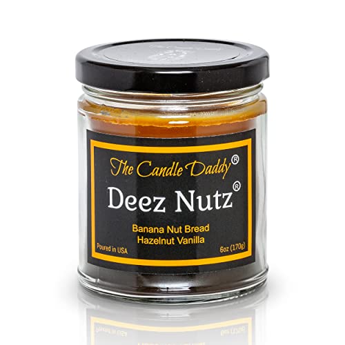 Deez Nutz- Funny- Banana Nut Bread- Hazelnut Vanilla- Scented Candle- Double Pour- 6 Ounce- 40 Hour Burn Time