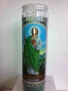 saint jude (san judas tadeo) 7 day unscented green candle in glass