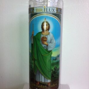 Saint Jude (San Judas Tadeo) 7 Day Unscented Green Candle in Glass