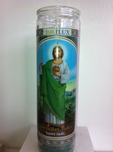 Saint Jude (San Judas Tadeo) 7 Day Unscented Green Candle in Glass