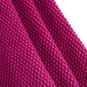 PiccoCasa 100% Cotton Knit Throw Blanket,Solid Lightweight Decorative Throws and Blankets,Soft Knitted Throw Blanket for Sofa Couch, Fuchsia 50" x 60"