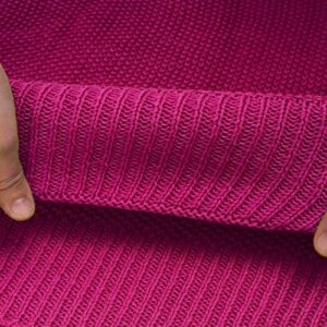 PiccoCasa 100% Cotton Knit Throw Blanket,Solid Lightweight Decorative Throws and Blankets,Soft Knitted Throw Blanket for Sofa Couch, Fuchsia 50" x 60"