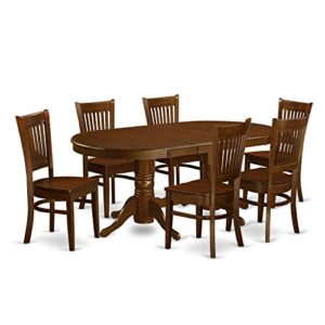 EAST WEST FURNITURE 7 Pc Dining room set Table with Leaf and 6 Kitchen Dining Chairs