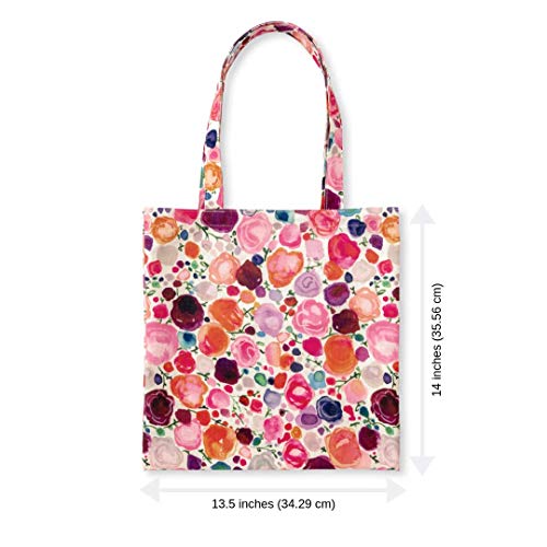 Kate Spade New York Pink Canvas Tote Bag with Interior Pocket, Floral