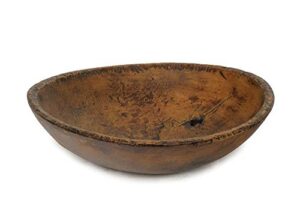 colonial tin works primitive large farmhouse bowl with hole, brown