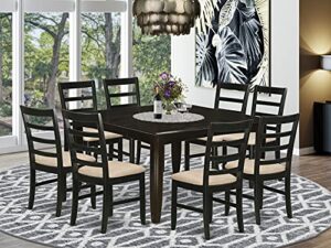 east west furniture 9 pc dining room set-square 54 inch gathering table and 8 stools