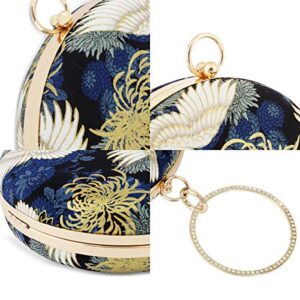 zebrum Womens Evening Clutch Bag Designer Evening Handbag Hand Bag,Lady Party Wedding Clutch Purse (Blue-Big round)