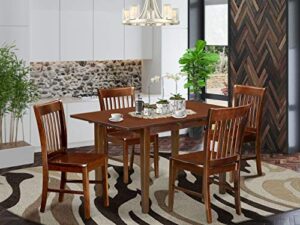 east west furniture 5 pc small kitchen table set- table with a 12in leaf and 4 dining chairs
