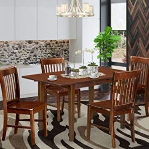 EAST WEST FURNITURE 5 Pc small Kitchen Table set- Table with a 12in leaf and 4 Dining Chairs