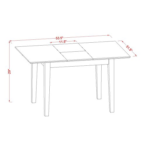 EAST WEST FURNITURE 5 Pc small Kitchen Table set- Table with a 12in leaf and 4 Dining Chairs