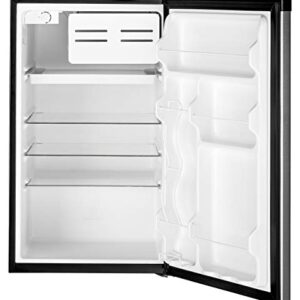 GE Mini Fridge With Freezer | 4.4 Cubic Ft. | Single-Door Design With Glass Shelves, In-Door Can Rack & Small Freezer | Small Refrigerator Perfect for the Garage, Dorm Room, or Bedroom | Clean Steel