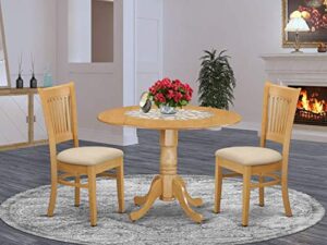 east west furniture dlva3-oak-c dining table set, 3-piece