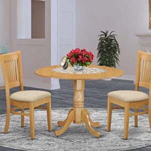 East West Furniture DLVA3-OAK-C Dining Table Set, 3-Piece