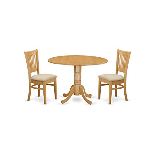 East West Furniture DLVA3-OAK-C Dining Table Set, 3-Piece