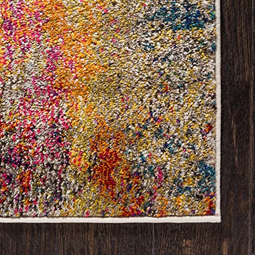 Unique Loom Chromatic Collection Modern Colorful & Vibrant Abstract Area Rug for Any Home Décor, Rectangular 5' 0" x 8' 0", Beige/Pink