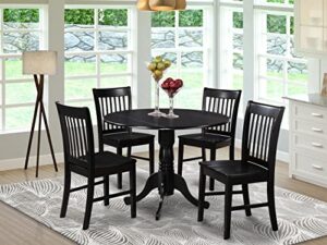 east west furniture dlno5-blk-w dining table set