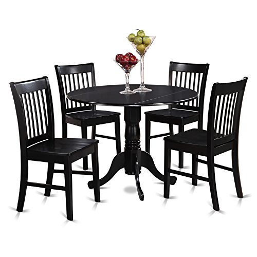 East West Furniture DLNO5-BLK-W Dining Table Set