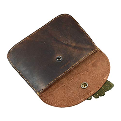 Hide & Drink, Leather Leaves Card Wallet Pouch, Soft Coin & Cash Organizer, Cable Holder & Accessories Case, Handmade Includes 101 Year Warranty :: Bourbon Brown