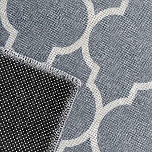 jinchan Area Rug 3x5 Door Mat Kitchen Rug Moroccan Rug Indoor Geometric Mat Soft Quatrefoil Trellis Doormat Non Slip Bathroom Rug Low Profile Floor Cover Entryway for Dining Room Heathered Dark Grey