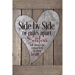 DEXSA Sisters Wood Plaque - Made in the USA - 6x9 - Classy Frame Wall & Tabletop Decoration | Easel & Hanging Hook | Side by Side or Miles Apart, Sisters Will Always be Connected by Their Heart