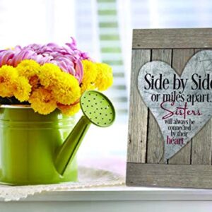 DEXSA Sisters Wood Plaque - Made in the USA - 6x9 - Classy Frame Wall & Tabletop Decoration | Easel & Hanging Hook | Side by Side or Miles Apart, Sisters Will Always be Connected by Their Heart