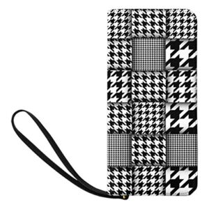 interestprint houndstooth in patchwork style womens wallet clutch purse ladies phone card bag with strap