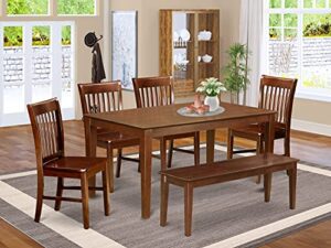east west furniture cano6c-mah-w dining table set, 6-piece