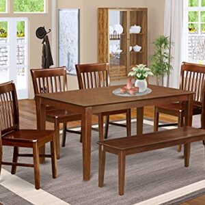 East West Furniture CANO6C-MAH-W Dining Table Set, 6-Piece