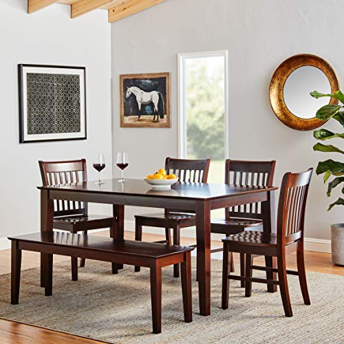 East West Furniture CANO6C-MAH-W Dining Table Set, 6-Piece