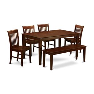 East West Furniture CANO6C-MAH-W Dining Table Set, 6-Piece