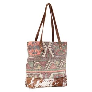 Myra Bag Sprinkle Upcycled Canvas & Cowhide Leather Tote Bag S-1595