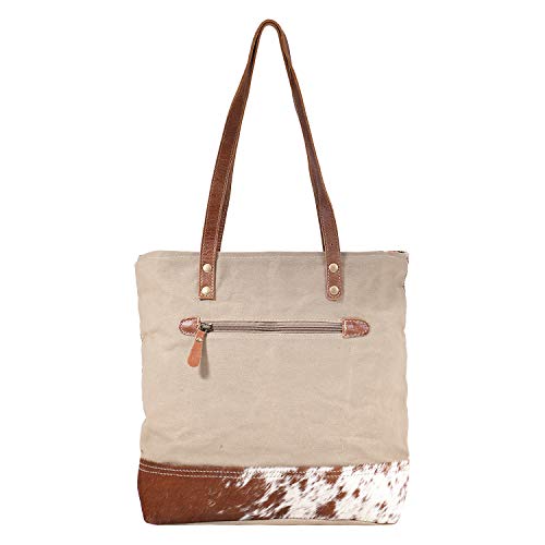 Myra Bag Sprinkle Upcycled Canvas & Cowhide Leather Tote Bag S-1595