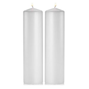 white pillar candles – set of 2 unscented pillar – 3×12 inches for wedding centerpiece candle, home decor and holiday celebrations