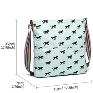 Crossbody Bags Women Hobo Shoulder Bag Large Canvas Cute Messenger Bag Horse Lovers Gifts for Girls Schoolbag Travel Blue