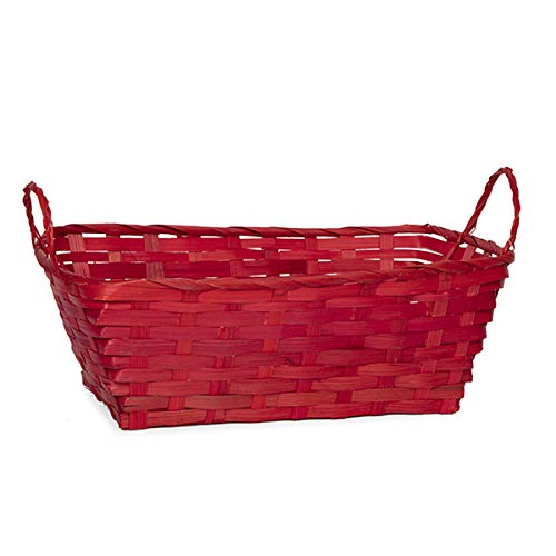 The Lucky Clover Trading Rect Bamboo Utility Basket with Ear Handles - Red 12in