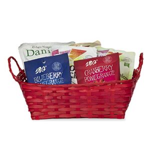 The Lucky Clover Trading Rect Bamboo Utility Basket with Ear Handles - Red 12in