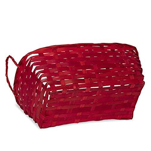 The Lucky Clover Trading Rect Bamboo Utility Basket with Ear Handles - Red 12in