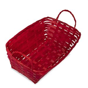 The Lucky Clover Trading Rect Bamboo Utility Basket with Ear Handles - Red 12in