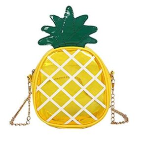 WILDFINDING Pineapple Messenger Bag,Small Fruit Shaped Crossbody Bag,Transparent Jelly Package Mini Shoulder Bag with Chain,Convenient Handbag for Female/Ladies/Girls, 17cm