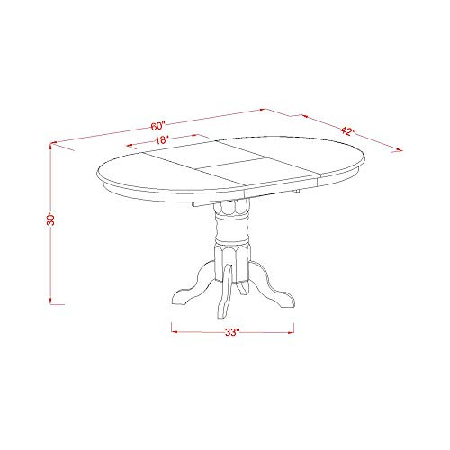 East West Furniture AVNA5-SBR-W 5 Piece Modern Dining Table Set Includes an Oval Wooden Table with Butterfly Leaf and 4 Dining Chairs, 42x60 Inch, Saddle Brown