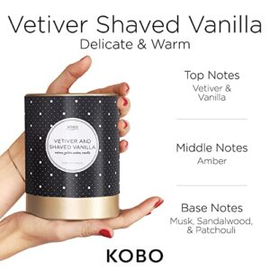 KOBO Vetiver + Shaved Vanilla Candle (11 oz) | 100% Pure Soy Candle | All Natural Scented Candle, Hand-Poured in USA | 80 Hour Long Burning Candles | Scented Candles for Home