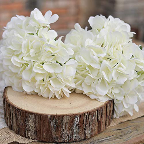 PARTY JOY 5PCS 15.4In Artificial Hydrangea Silk Flowers Bouquet Faux Hydrangea Stems for Wedding Centerpieces Home Decor (White, 5)