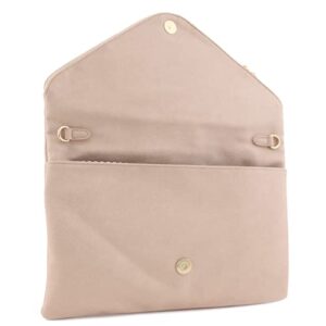 FashionPuzzle Large Envelope Clutch Bag with Chain Strap (Nude)