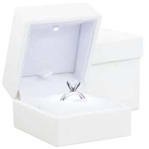 noble ring box with light – unique led engagement ring box for proposal ring or special occasions (white)