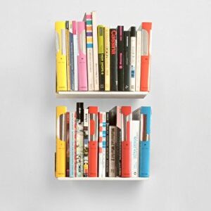 TEEbooks Bookshelf - Set of 2 Shelves - Steel - White - 45 x15 x 25 cm - for Large Format Books, Comics, Art Books