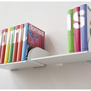 TEEbooks Bookshelf - Set of 2 Shelves - Steel - White - 45 x15 x 25 cm - for Large Format Books, Comics, Art Books