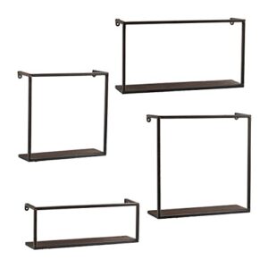 sei furniture zyther contemporary metal wall shelves, 4 pc set, antique black