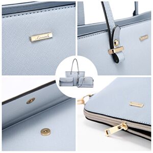 Handbags for Women Tote Bag Shoulder Bags Fashion Satchel Top Handle Structured Purse Set Designer Purses 3PCS PU Stand Gift Light Blue