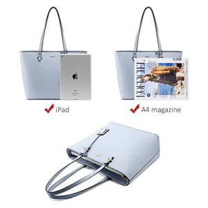 Handbags for Women Tote Bag Shoulder Bags Fashion Satchel Top Handle Structured Purse Set Designer Purses 3PCS PU Stand Gift Light Blue