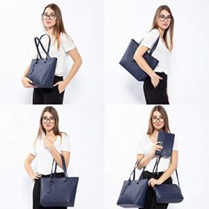 Handbags for Women Shoulder Bags Tote Satchel Hobo 3pcs Purse Set Dark Navy Blue